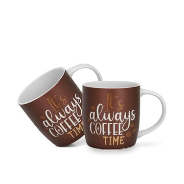 Набір з 2-х кухлів Fissman 310 мл IT'S ALWAYS COFFEE TIME порцеляна (3712)
