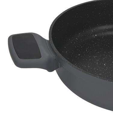 Сотейник Fissman 28x8 см/4,3 л TITANIUM PRO со стеклянной крышкой литой алюминий с антипригарным покрытием (14586)