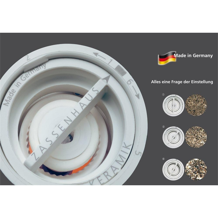 Млин для перцю Zassenhaus ПОТСДАМ , Помел регульований від дрібного до грубого, Керамічна шліфувальна машина Zassenhaus Зроблено в Німеччині , Ручний млин для перцю , Вже попередньо наповнений , Чорний матовий , 30 см 30 см Чорний