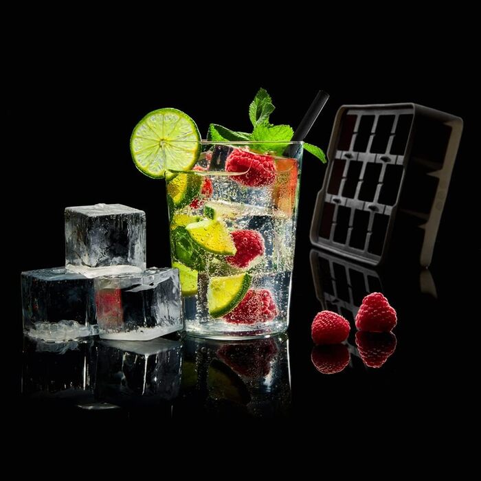 Силіконова льодогенератор Lurch ICE FORMER преміум-класу з кришкою на 20 кубиків льоду розміром 3 см, чорний, кубик 3 см (кубик 4 см, комплект з 2 шт.)