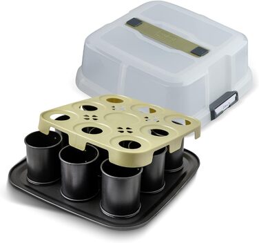 Форма для випікання з відповідною кришкою для прямого транспортування форма для випікання та транспортування (9 форм для тарталеток з капюшоном), 24 шт., 8