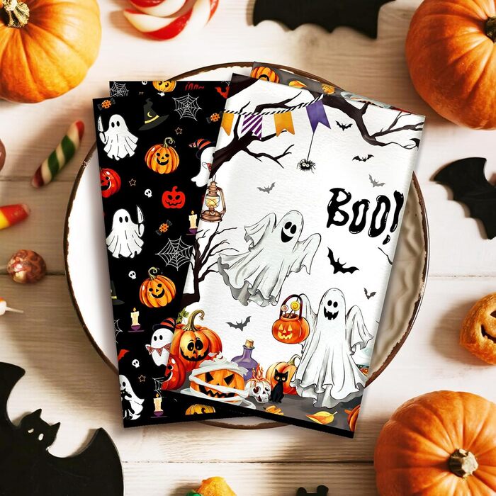 Кухонні рушники Arquiel Retro Luscuncher з мікрофібри, 2 шт., зимові кухонні рушники, абсорбуючі, подарунок на свято, новосілля, прикраса кухні (Хелловін 02, 40 x 60 см)