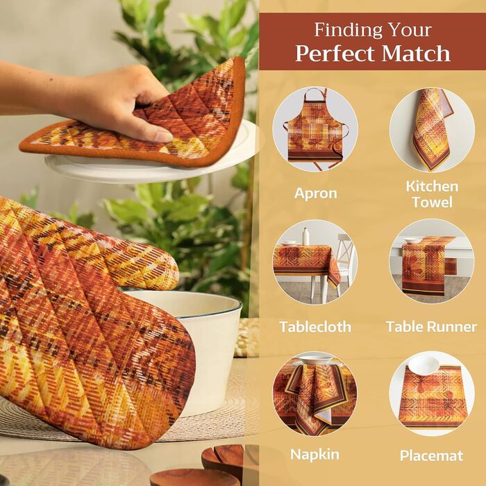 Рукавички для духовки Maison d&39 Hermine, підставки для каструль, 100 бавовна, термостійкі кухонні рукавички, рукавички для духовки (19 см x 33 см) та підставки для каструль (20 см x 20 см) для приготування їжі, Morzine - рукавички для духовки (19 x 33 с