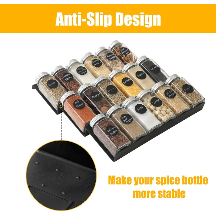 Органайзер для спецій пластиковий розсувний, 29,5-59 см, чорний Famhap