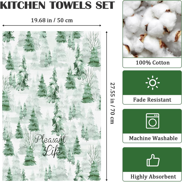 Рушники кухонні бавовняні 4 шт., рушники кухонні бавовна 100 осінній набір кухонних рушників багатофункціональний високоякісний кухонний сушарка рушник бар 50 х 70СМ (ялинка лось)