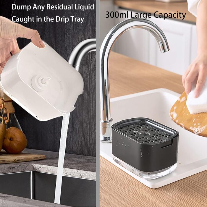 Диспенсер для мийного засобу для кухні та губка чорна Collazoey