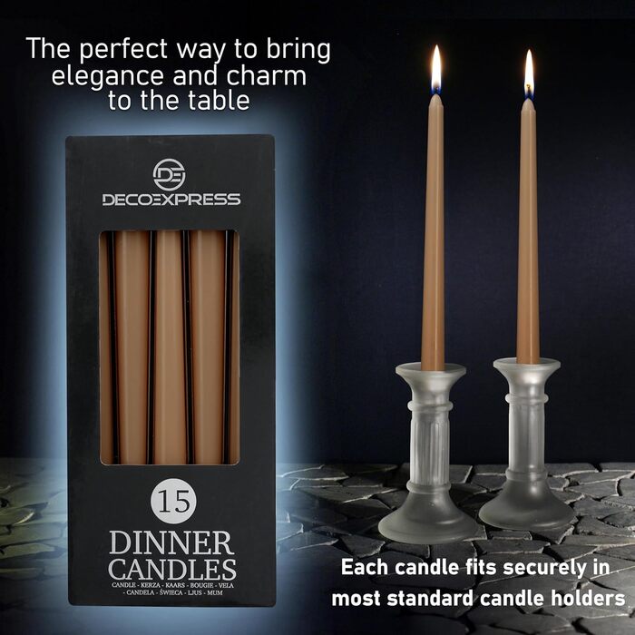 Набір з 15 конічних свічок 2,2 x 25 см, коричневий DECO EXPRESS