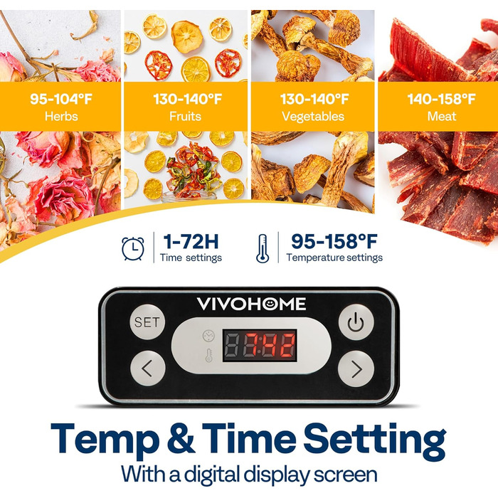 Дегидратор на 5 полок 400 Вт, черный VIVOHOME