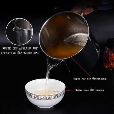 Сепаратор для відокремлення жиру 1,3 л з кришкою, нержавіюча сталь YITAIYUAN