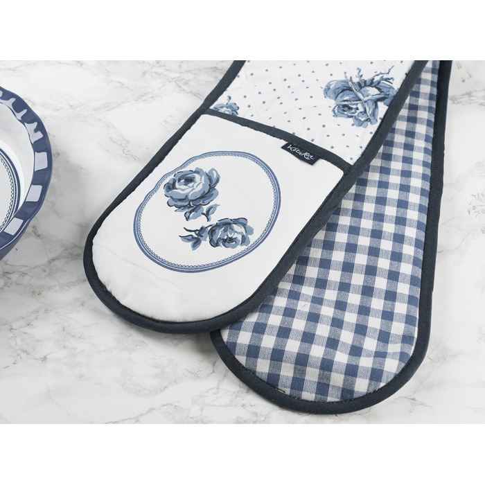 Перчатка кухонная двойная, хлопок, 88 х 19 см. Vintage Indigo White Floral CreativeTops