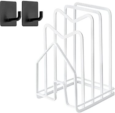 Держатель крышки кастрюли для кухонной столешницы, 12,5 x 14,5 x 21,5 см (белый с 2 клейкими крючками) LINFIDITE