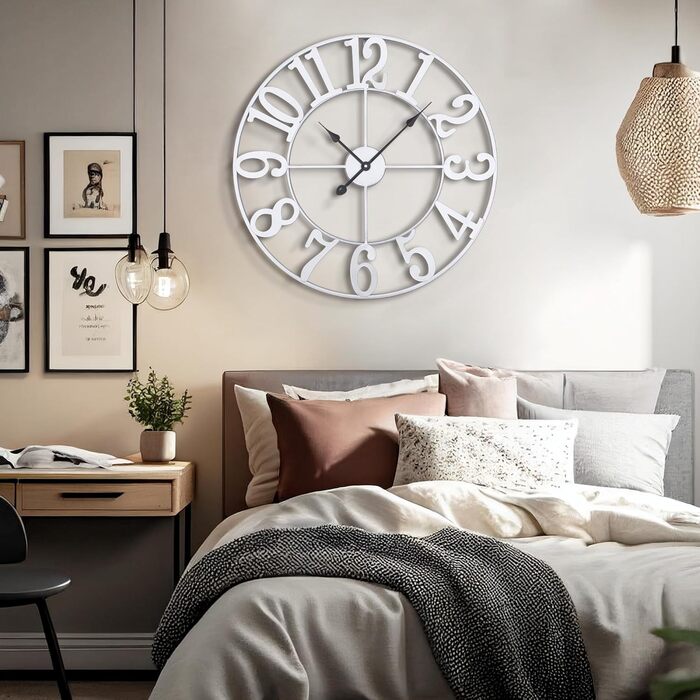 Большие круглые металлические бесшумные настенные часы в винтажном стиле 80 см HAITANG