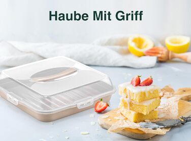 Коробка для транспортування торта з кришкою, капюшоном і ручкою. Коробка для зберігання, контейнер для торта, тарілка для торта, контейнер для торта, коробка для торта, тарілка для торта, начинка для торта, дзвіночок для торта - (темно-зелений, квадратний