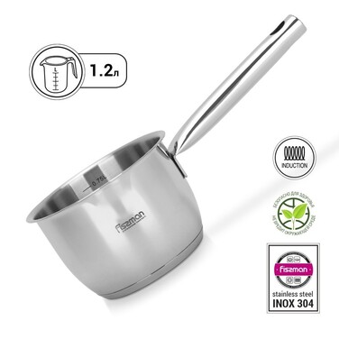 КІвш Fissman LEDA 14x8,5 см / 1,2 л без кришки нержавіюча сталь (5239)