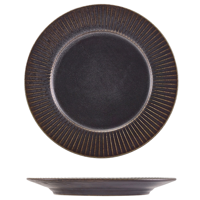 Тарілка 21 см, Terra Porcelain Black Fluted, GenWare