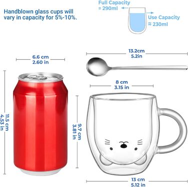 Двостінні милі келихи для лате макіато з різдвяною ялинкою 270 мл Кавова чашка Різдвяна кружка з ситечком для чаю Різдвяна ялинка Чайні склянки для молока, льоду, різдвяні подарунки для жінок і дітей (Тип 6-Кружка з ведмедиком, Тип 6-290 мл*1)
