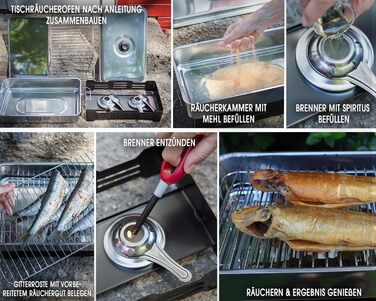 Коптильня із нержавіючої сталі 43 x 27 x 20 см Deluxe Angel-Berger із тріскою для копчення 300 гр у подарунок!