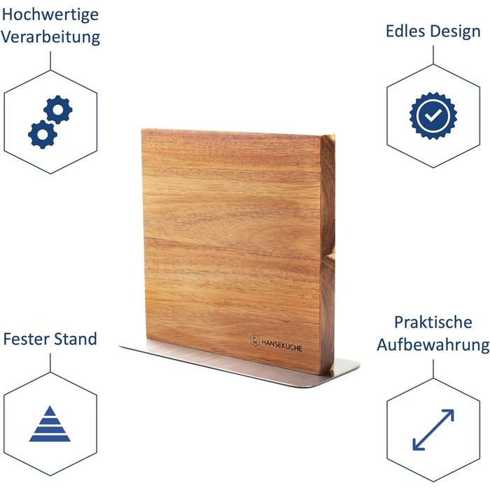 Ножовий блок магнітний із деревини акації Hanseküche