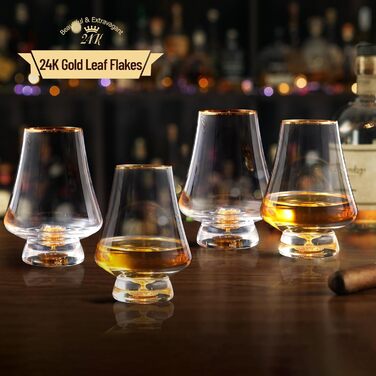 Набір із 4 келихів для віскі 235 мл із золотими обідками DUJUST