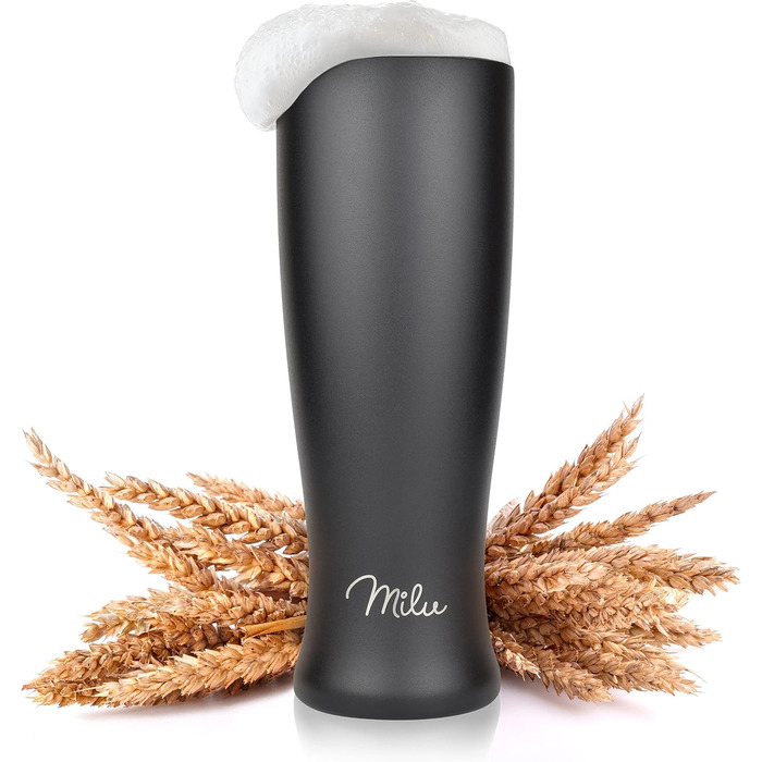 Термокружка для пива с крышкой 500 мл черный Milu