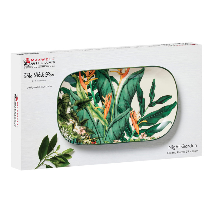 Блюдо сервірувальне прямокутне Maxwell & Williams NIGHT GARDEN FOLIAGE, порцеляна, 35 х 19 см