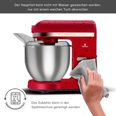 Миксер 5л,  1500 Вт красный Mastermaid Chef Pro KARACA