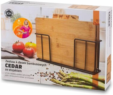Набір із 4 дошок розділювальних з кедровою підставкою Tadar