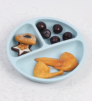 Набір дитячого посуду із силікону 9 предметів, сірий Hoidokly