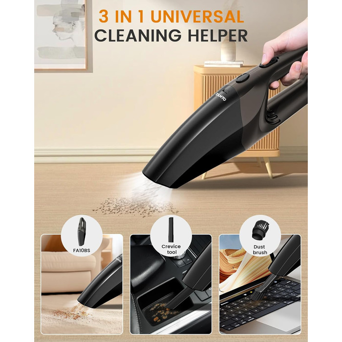 Ручний бездротовий пилосос з акумулятором 80 Вт чорно-коричневий TANYO