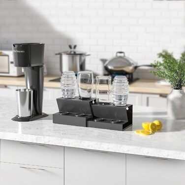 Тримач для пляшок APEXCHASER SodaStream, тримач для пляшок, підставка для зливу пляшок, сушарка для пляшок із силіконовими захисними кільцями знімний дренажний килимок і тримач кришки (4 пляшки)