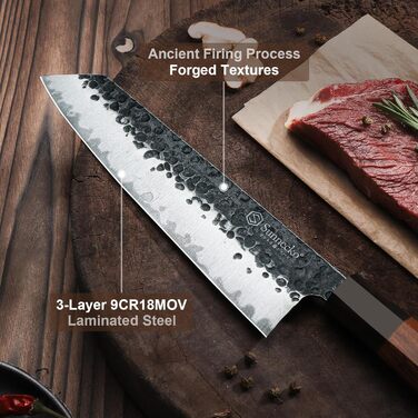 Набір ножів Sunnecko, професійний набір кухонних ножів із 3 предметів - набір ножів шеф-кухаря, набір кухонних гострих ножів, набір ультрагострих ножів шеф-кухаря з ножем кухаря 20 см, ножем для нарізання 17 см і ножем для шкірки 9 см