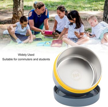 Термоконтейнер Tissting з ручкою, контейнер для гарячого обіду на 420 мл, коробка для обіду Bento, двошаровий портативний термоконтейнер круглої форми з нержавіючої сталі 304 (теплоізоляційна модель синій)