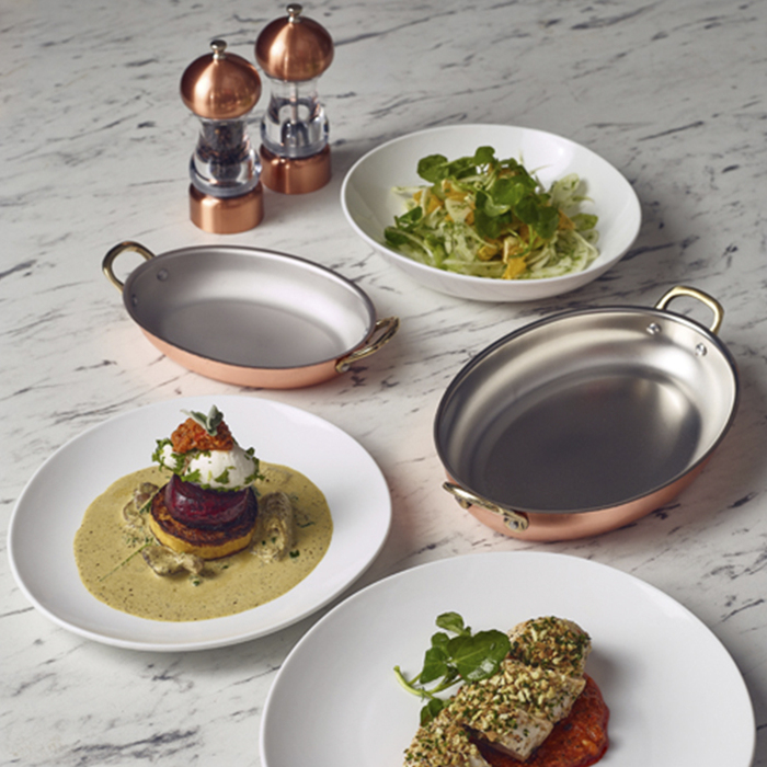 Сковорідка для подачі 24.5*17.5 см, овальна, мідне покриття GenWare