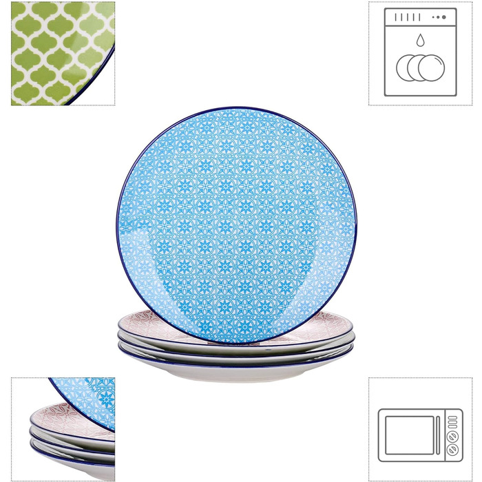 Тарілка десертна ванкассо порцеляна, 12 шт. Тарілка для торта кольорова, макарон Ø 21,5 см Тарілка плоска для сніданку Макарони 12 шт. тарілка для торта