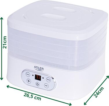Дегідратор на 5 полиць 550 Вт, білий ADLER