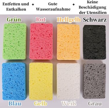 Набор губок для мытья посуды 8 шт 7 х 11 х 2 см черный Dawwoti