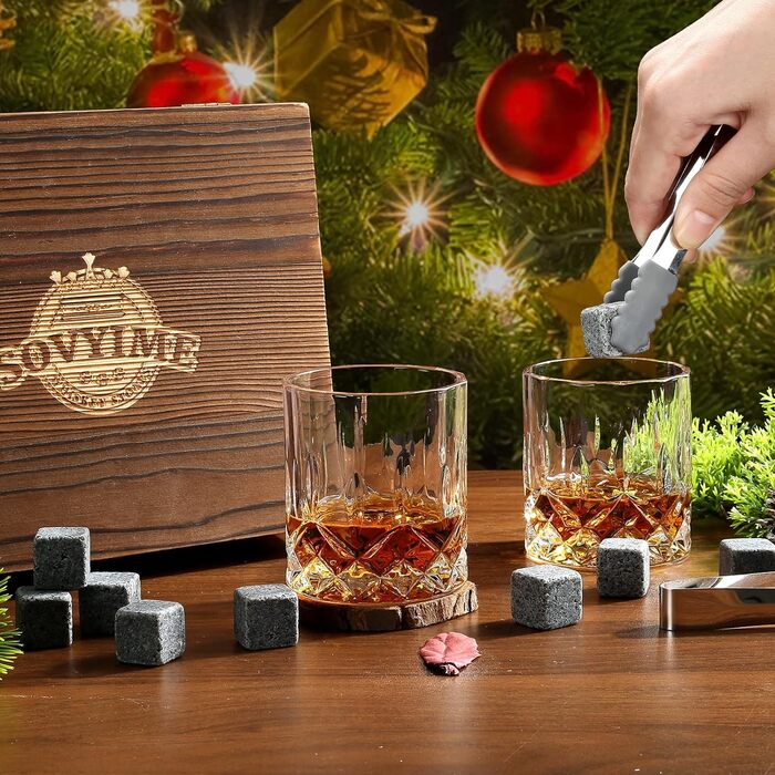 Бокалы для виски, 2 стакана, 8 гранитных кубиков льда для виски, 300 мл Sovyime