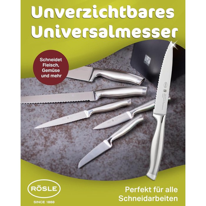 Високоякісний кухонний ніж 20 см для м&39яса, риби, птиці та овочів, нержавіюча сталь 18/10, ергономічна срібна ручка, гострий ніж для кухні (універсальний ніж)