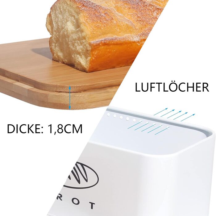 Хлібниця з кришкою 30 х 18 х 14 см білий Theo&Cleo