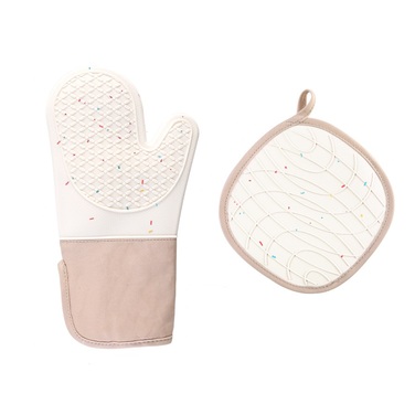 Кухонна рукавичка для духовки з підставкою для каструлі, набір 2 предмети, бежевий AUAUY