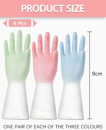 Рукавички для миття посуду 3 пари розмір M AORHOFJ