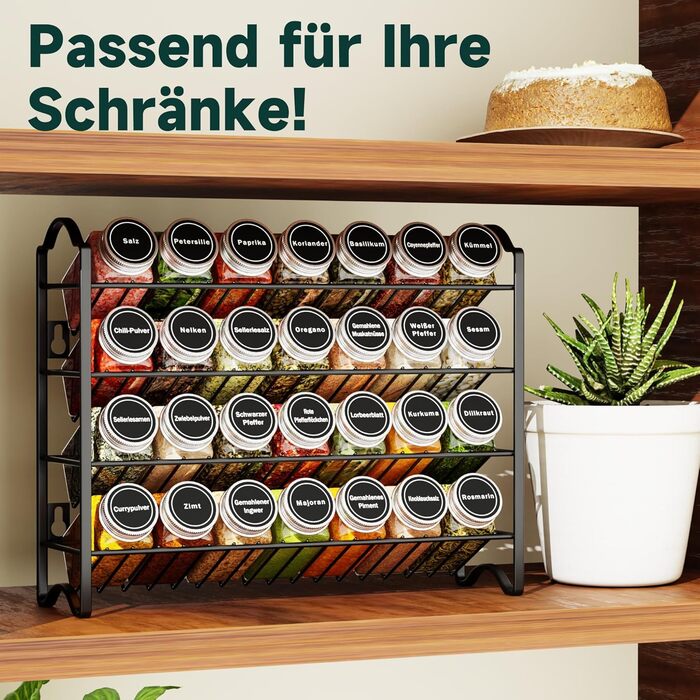 Набір з 28 баночок для спецій 120 мл зі стійкою 33,5 х 9,5 х 28 см чорний Enjoior