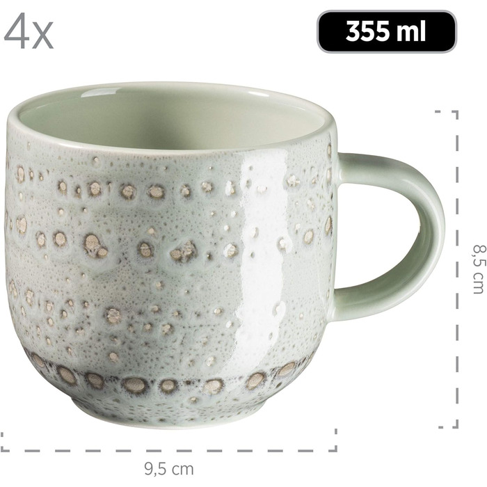 Набор посуды с ручной росписью MSER серии 931743 Spicy Market на 4 персоны в средиземноморском винтажном дизайне, комбинированный сервиз из 16 предметов из керамики, керамогранит (зеленый, розовый, синий)