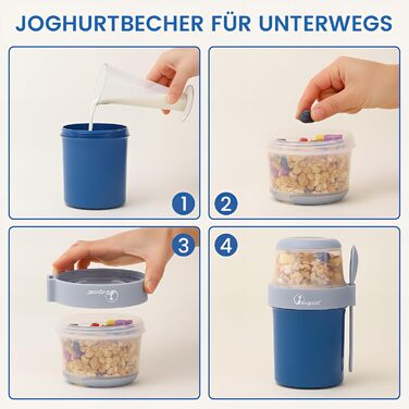 Стаканчик для хлопьев 870 мл с ложкой, синий Bugucat