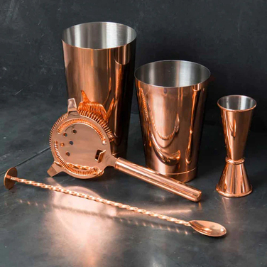 Набор бармена, 5 предметов, медное покрытие, Copper Cocktail Set, Urbanbar (Урбанбар)