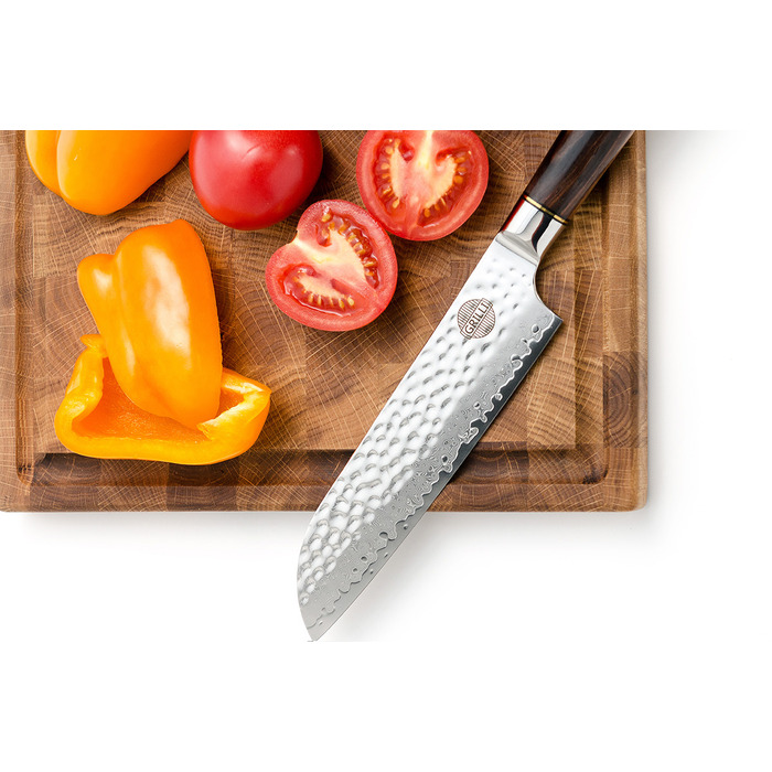 Профессиональный нож из дамасской стали Santoku GRILLI