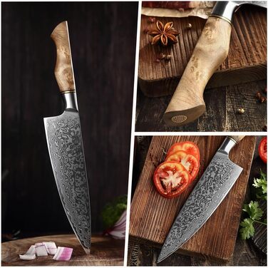 Нож поварской 21 см, дамасская сталь HEZHEN