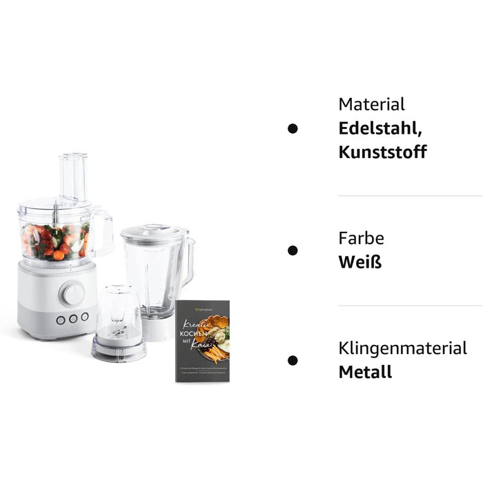 Кухонный комбайн 1000 Вт, 1,5 л, вкл. 4 режущих диска Springlane Kitchen