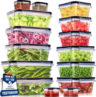 Набір з 15 контейнерів для зберігання продуктів з кришками Kottwca