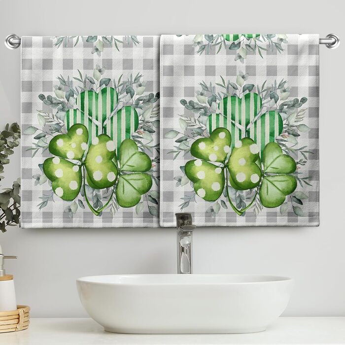 Різдвяні кухонні рушники Kwlegh, рушник для рук, різдвяна ялинка, цукерка-тростина, сніжинка, рушник для пальців, набір з 2 шт. , милий чоловічий банний рушник, високопоглинаючі рушники, 36 x (Щаслива конюшина)